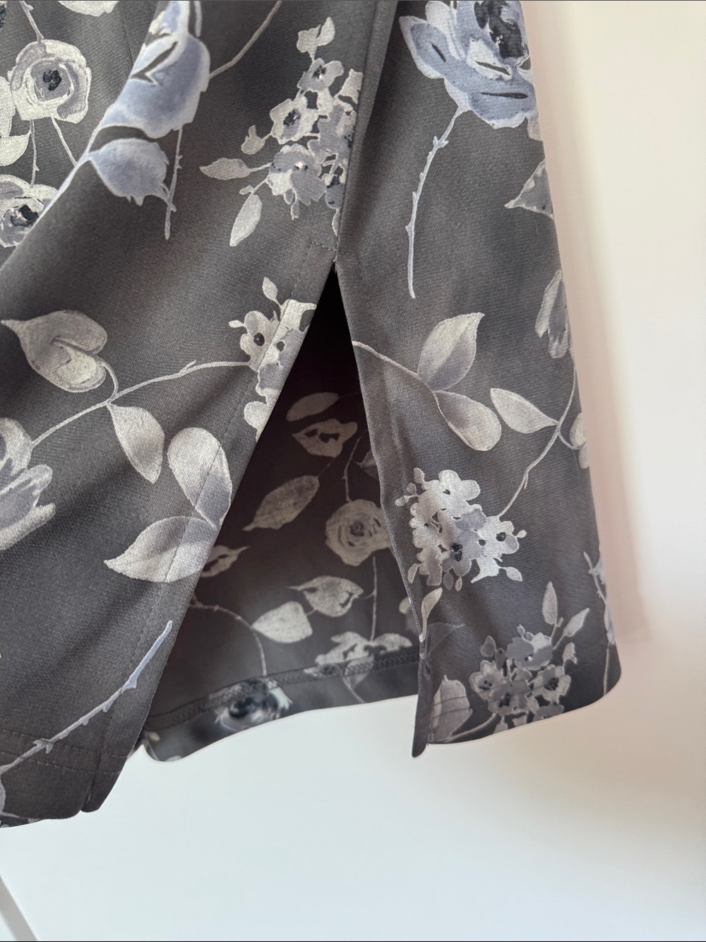 Wrapper Gray A-Line Skirt with Light Blue Floral Print - Picture 4 of 8